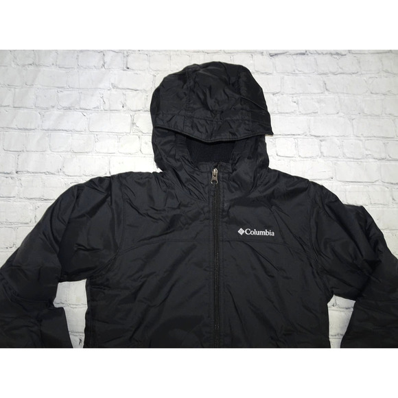 Columbia Hooded Zip Up Fleece Lined Jacket, Kids Medium, Black - Picture 2 of 8